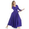 Danzcue Womens Praise Loose Fit Full Length Long Sleeve Dance Dress, Deep Purple, X-Large view 1