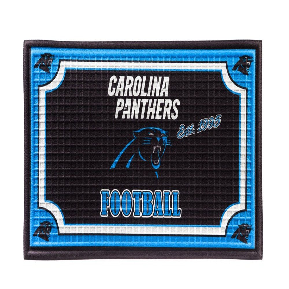 Team Sports America NFL Carolina Panthers Emobossed Outdoor Safe Mat 30" W x 18" H Durable Non Slip Floormat for Football Fans
