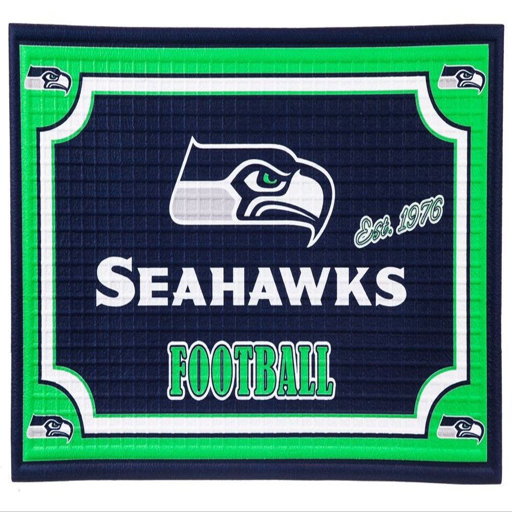 Team Sports America NFL Seattle Seahawks Embossed Outdoor-Safe Mat - 30" W x 18" H Durable Non Slip Floormat for Football Fans