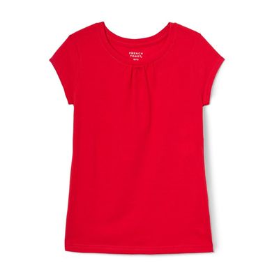 French Toast Big Girls Short Sleeve Crew Neck Tee, Red, 14/16