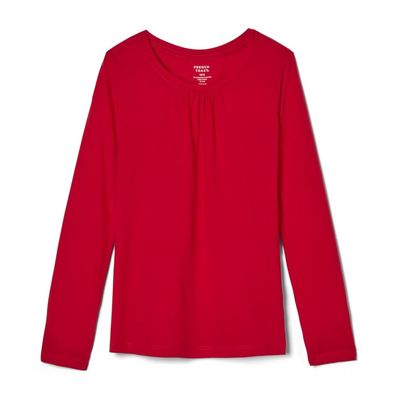 French Toast Girls' Long Sleeve Crewneck Tee Shirt, Red, XL (14/16),Big Girls