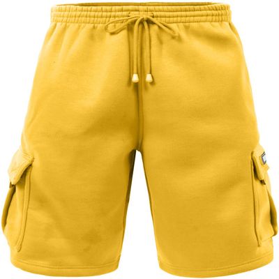 J. LOVNY Men's Comfy Fit Summer Drawstring Fleece Cargo SweatShorts M-7XL Yellow