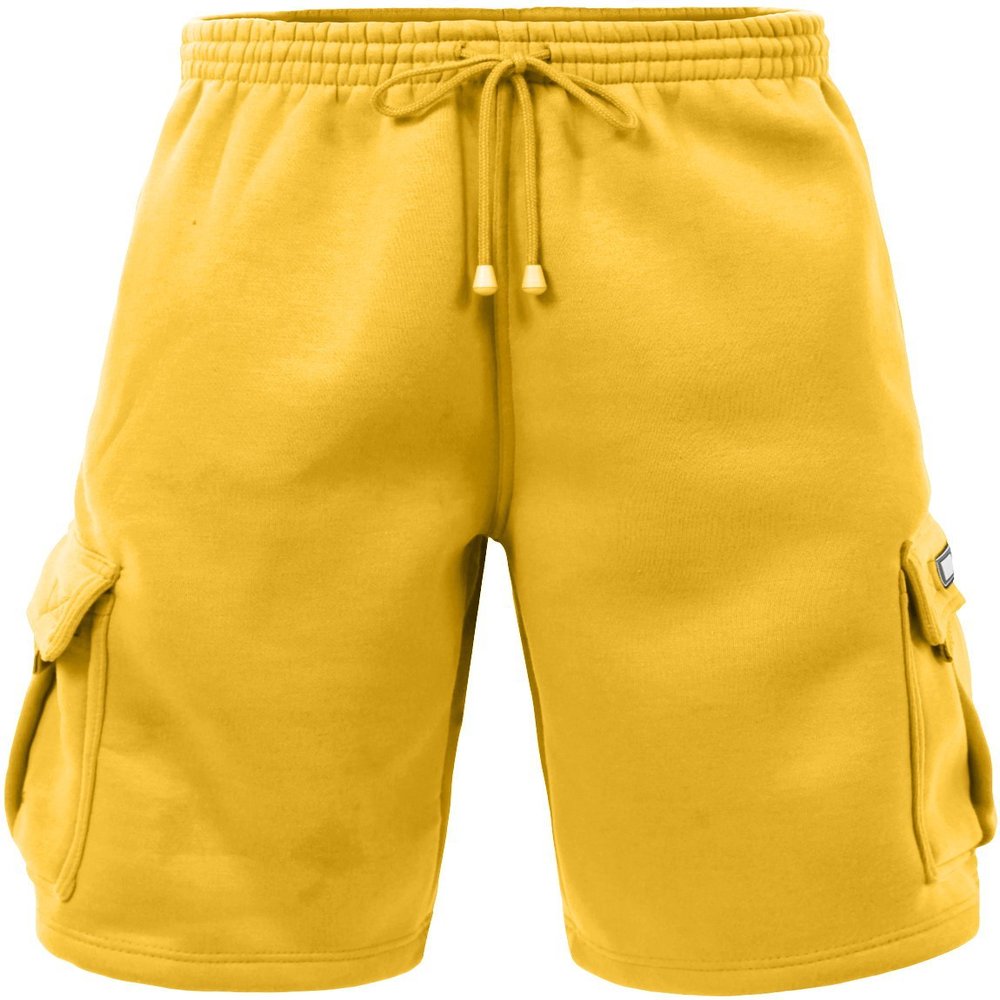 J. LOVNY Men's Comfy Fit Summer Drawstring Fleece Cargo SweatShorts M-7XL Yellow