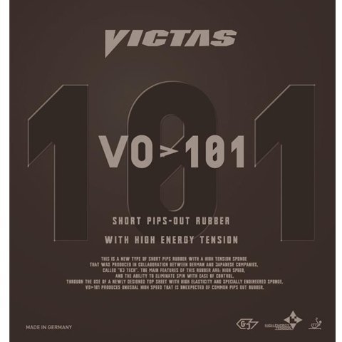 VICTAS VO > 101 Short Pips - Pips Out Table Tennis Rubber  Red 1.8mm