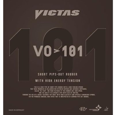 VICTAS VO > 101 Short Pips - Pips Out Table Tennis Rubber  Black 2.0mm