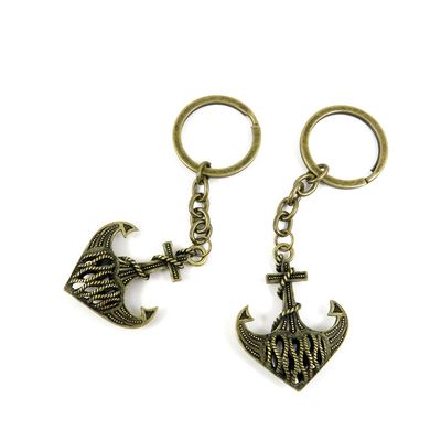 10 Pieces Fashion Jewelry Keyring Keychain Door Car Key Tag Ring Chain Supplier Supply Wholesale Bulk Lots Q1LQ2 Hollow Anchor