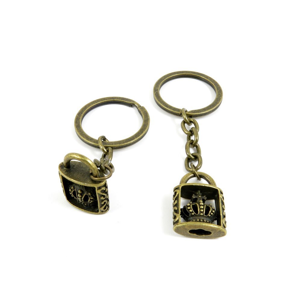 10 Pieces Fashion Jewelry Keyring Keychain Door Car Key Tag Ring Chain Supplier Supply Wholesale Bulk Lots B4BO5 Crown Lock