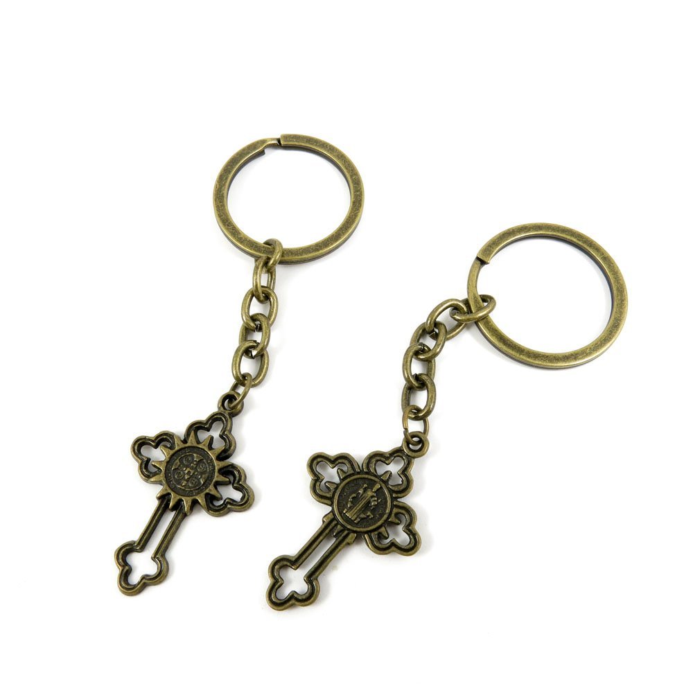 30 Pieces Fashion Jewelry Keyring Keychain Door Car Key Tag Ring Chain Supplier Supply Wholesale Bulk Lots I4NM7 God Latin Cross
