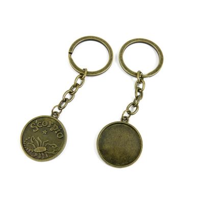 30 Pieces Fashion Jewelry Keyring Keychain Door Car Key Tag Ring Chain Supplier Supply Wholesale Bulk Lots P2QD8 Scorpio Cabochon Setting Base
