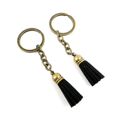 190 Pieces Fashion Jewelry Keyring Keychain Door Car Key Tag Ring Chain Supplier Supply Wholesale Bulk Lots C4VC7 Black Tassels