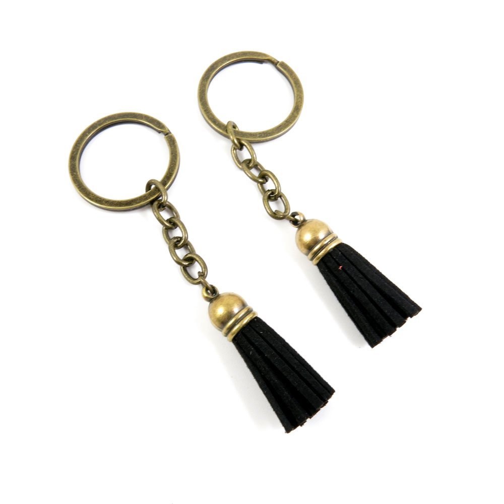 190 Pieces Fashion Jewelry Keyring Keychain Door Car Key Tag Ring Chain Supplier Supply Wholesale Bulk Lots C4VC7 Black Tassels