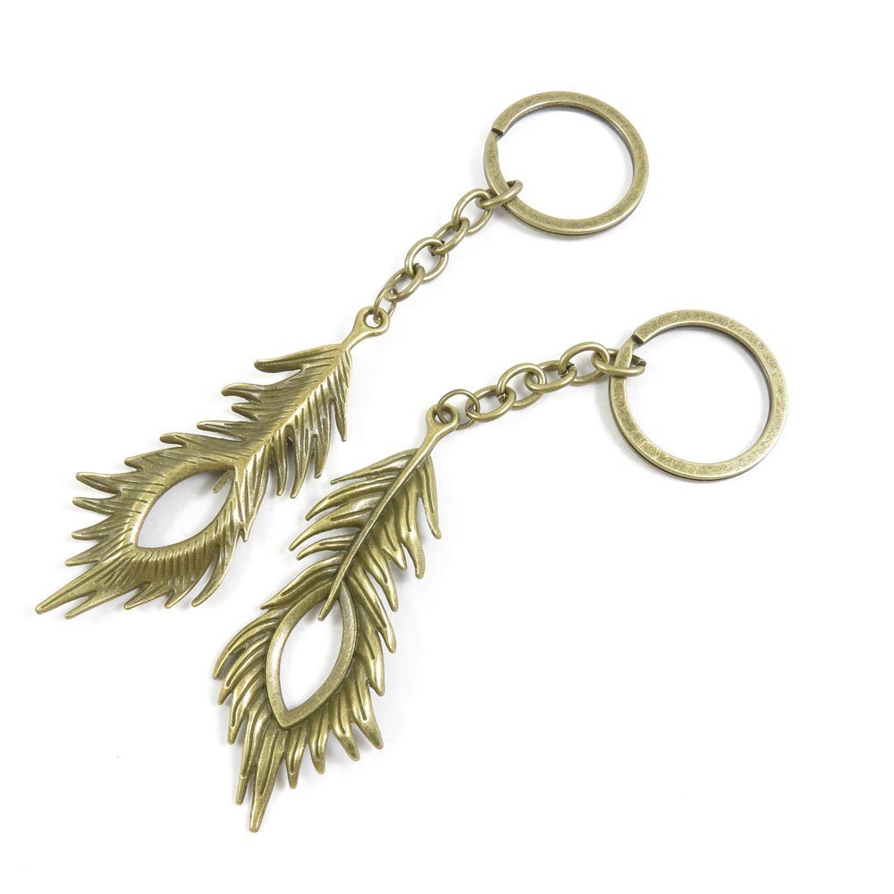 10 Pieces Fashion Jewelry Keyring Keychain Door Car Key Tag Ring Chain Supplier Supply Wholesale Bulk Lots H6OM5 Peacock Feathers