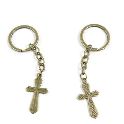 4044 Charms 20 Pieces Fashion Jewelry Keyring Keychain Door Car Key Tag Ring Chain Supplier Supply Wholesale Bulk Lots A9GF3 Latin Cross
