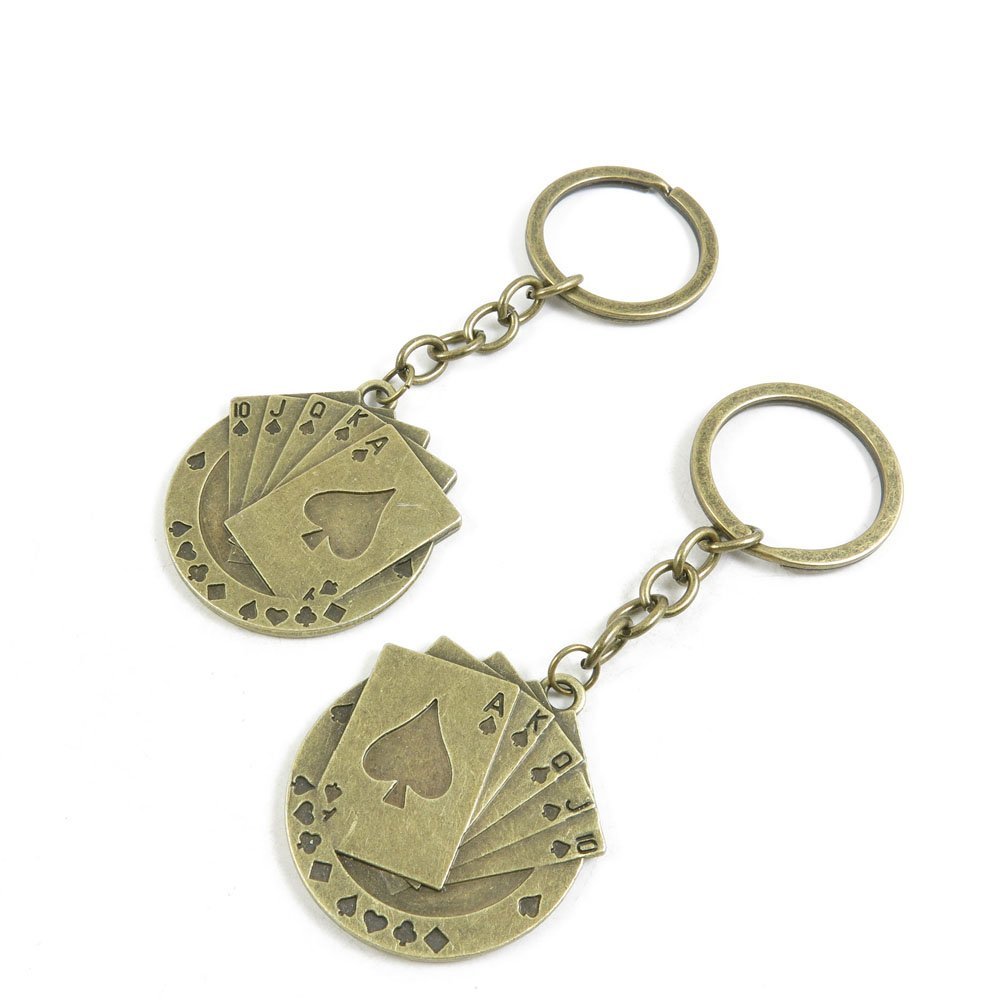 10 Pieces Fashion Jewelry Keyring Keychain Door Car Key Tag Ring Chain Supplier Supply Wholesale Bulk Lots C1UM6 Poker Straight Flush