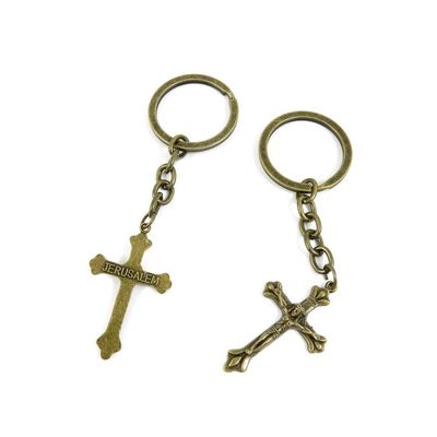 20 Pieces Fashion Jewelry Keyring Keychain Door Car Key Tag Ring Chain Supplier Supply Wholesale Bulk Lots Y3RH3 Jerusalem Latin Cross