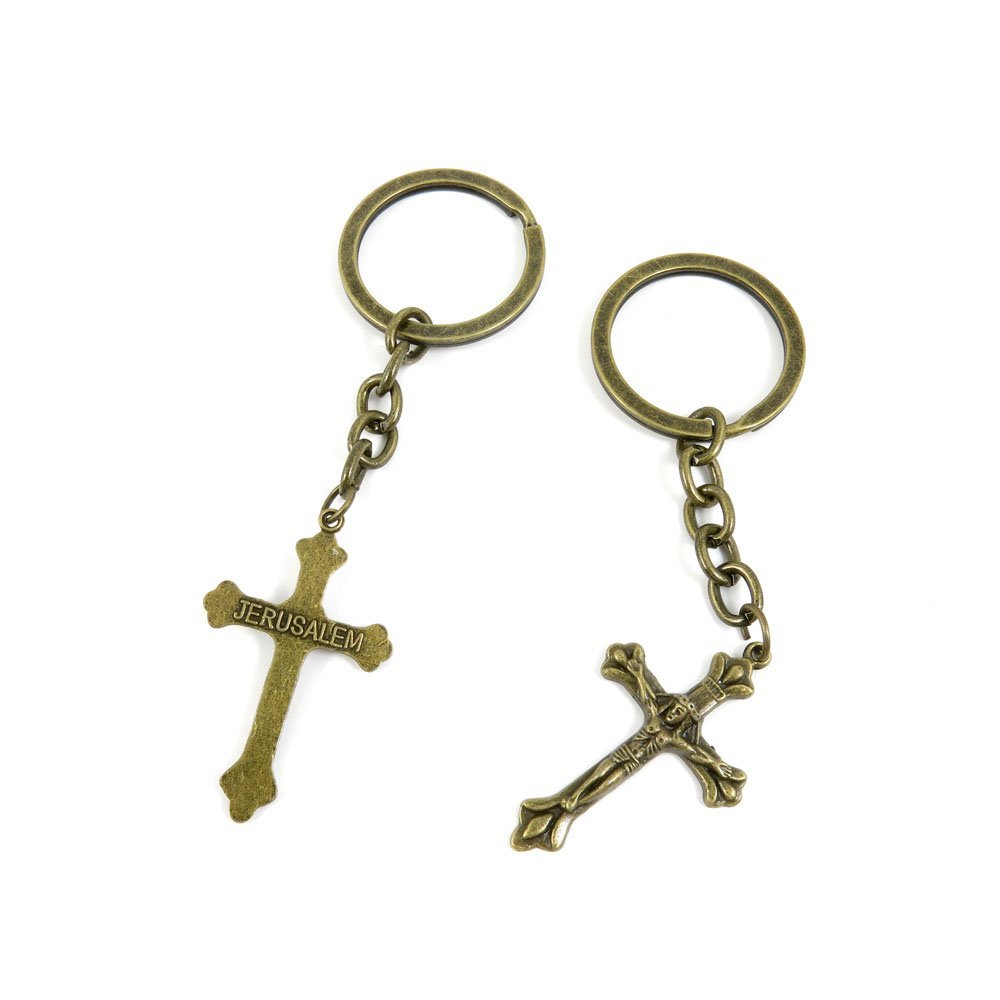 20 Pieces Fashion Jewelry Keyring Keychain Door Car Key Tag Ring Chain Supplier Supply Wholesale Bulk Lots Y3RH3 Jerusalem Latin Cross