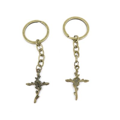 20 Pieces Fashion Jewelry Keyring Keychain Door Car Key Tag Ring Chain Supplier Supply Wholesale Bulk Lots O8GC9 Rose Latin Cross