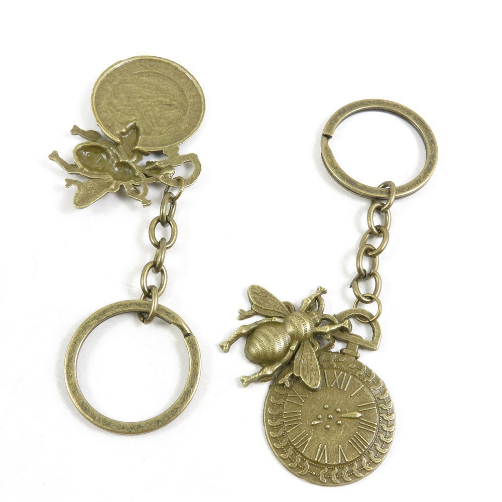 10 Pieces Fashion Jewelry Keyring Keychain Door Car Key Tag Ring Chain Supplier Supply Wholesale Bulk Lots X1TV9 Bees Clock