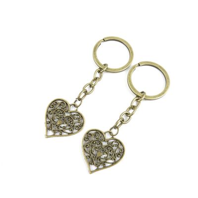 4044 Charms 40 Pieces Fashion Jewelry Keyring Keychain Door Car Key Tag Ring Chain Supplier Supply Wholesale Bulk Lots H2LB7 Hollow Heart