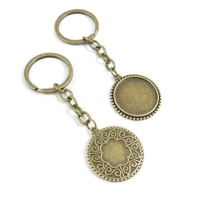10 Pieces Fashion Jewelry Keyring Keychain Door Car Key Tag Ring Chain Supplier Supply Wholesale Bulk Lots Q4HO0 Round Cabochon Base Blank 25mm