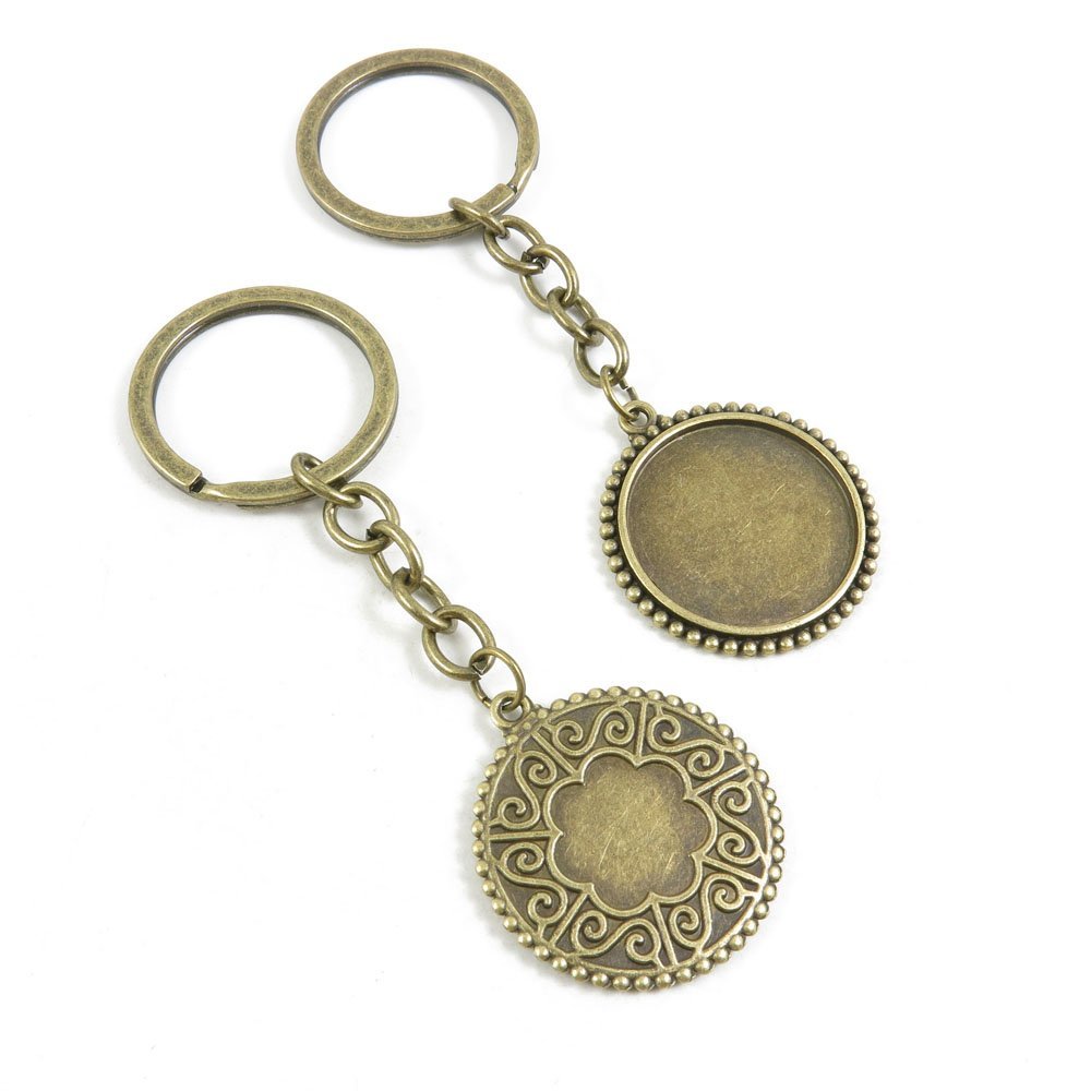 10 Pieces Fashion Jewelry Keyring Keychain Door Car Key Tag Ring Chain Supplier Supply Wholesale Bulk Lots Q4HO0 Round Cabochon Base Blank 25mm