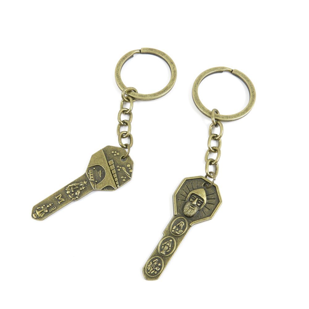 10 Pieces Fashion Jewelry Keyring Keychain Door Car Key Tag Ring Chain Supplier Supply Wholesale Bulk Lots A0AZ6 Italy Skeleton Key