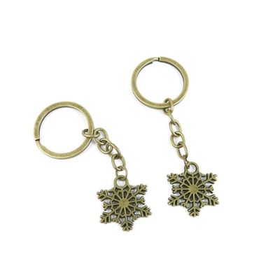 30 Pieces Fashion Jewelry Keyring Keychain Door Car Key Tag Ring Chain Supplier Supply Wholesale Bulk Lots U1US9 Snowflake Snow Flake