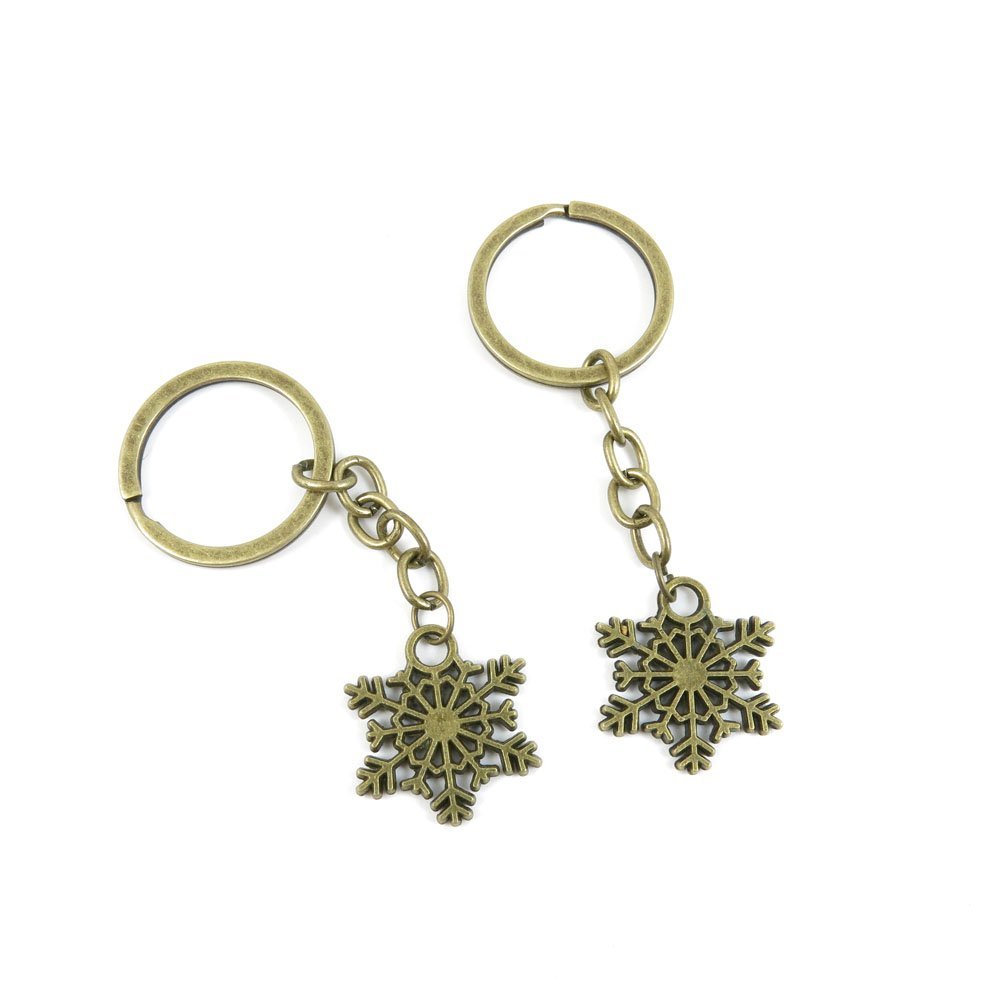 30 Pieces Fashion Jewelry Keyring Keychain Door Car Key Tag Ring Chain Supplier Supply Wholesale Bulk Lots U1US9 Snowflake Snow Flake
