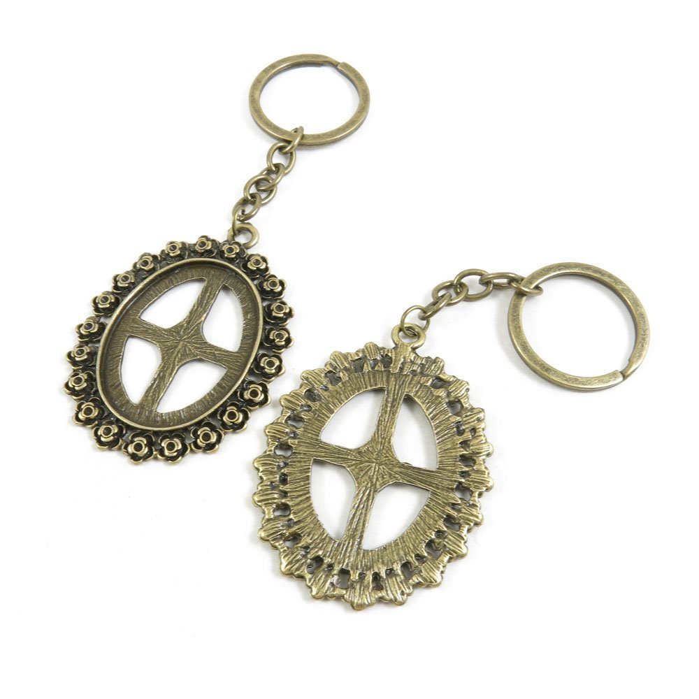 20 Pieces Fashion Jewelry Keyring Keychain Door Car Key Tag Ring Chain Supplier Supply Wholesale Bulk Lots S1LQ8 Rose Cabochon Frame Setting 40x30mm