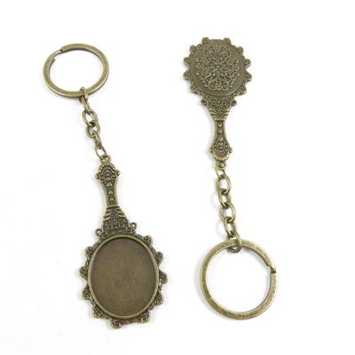 10 Pieces Fashion Jewelry Keyring Keychain Door Car Key Tag Ring Chain Supplier Supply Wholesale Bulk Lots G5KI1 Mirror Cabochon Frame Setting