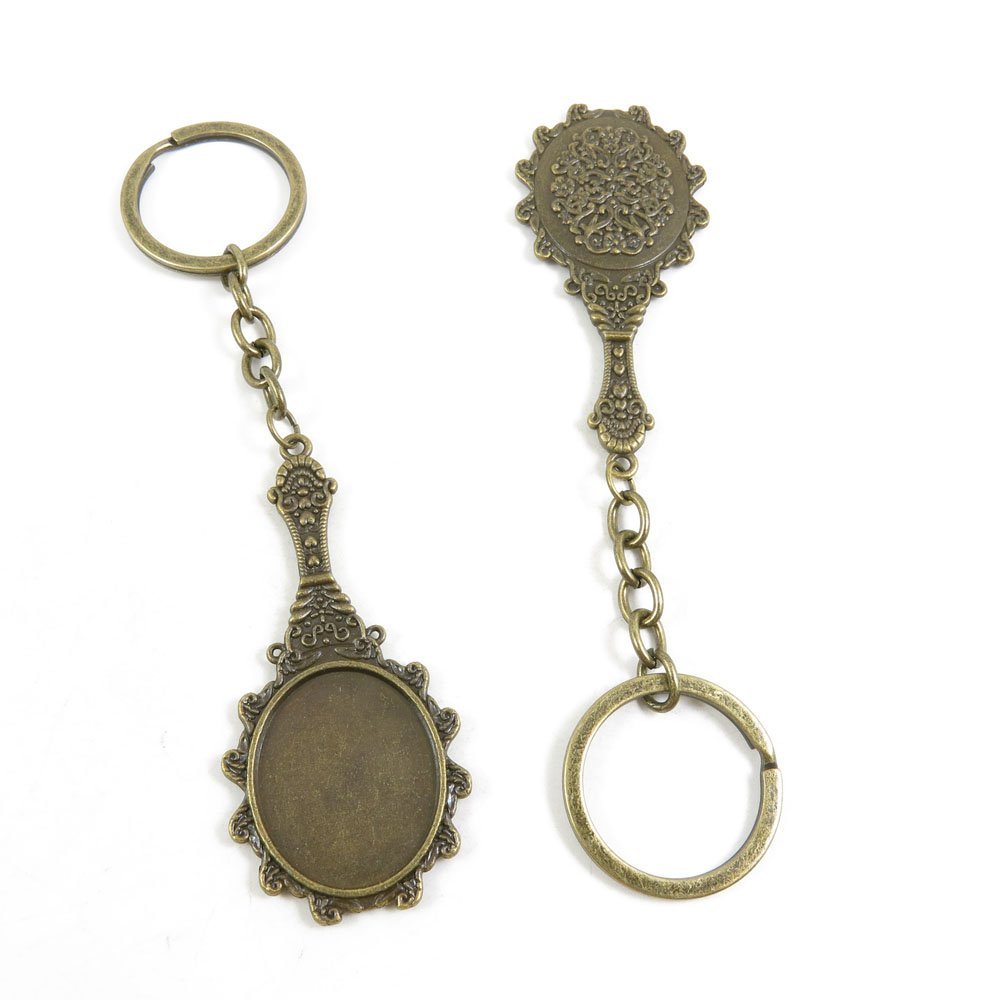 10 Pieces Fashion Jewelry Keyring Keychain Door Car Key Tag Ring Chain Supplier Supply Wholesale Bulk Lots G5KI1 Mirror Cabochon Frame Setting