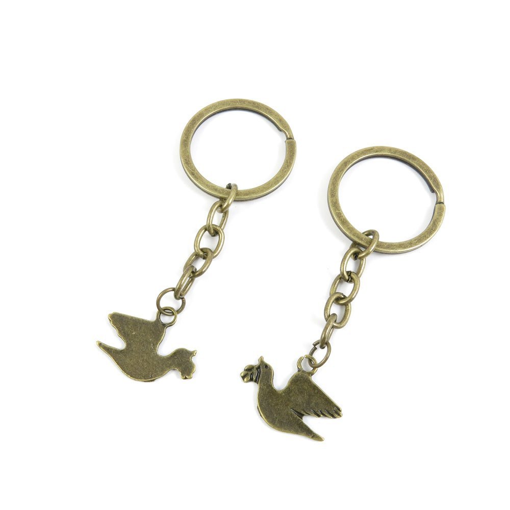 40 Pieces Fashion Jewelry Keyring Keychain Door Car Key Tag Ring Chain Supplier Supply Wholesale Bulk Lots L3EC2 Peace Dove