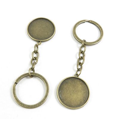 30 Pieces Fashion Jewelry Keyring Keychain Door Car Key Tag Ring Chain Supplier Supply Wholesale Bulk Lots B6NU6 Double Sides Cabochon Frame Setting 25mm