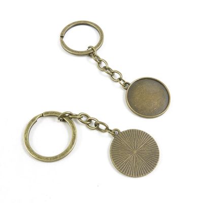 15 Pieces Fashion Jewelry Keyring Keychain Door Car Key Tag Ring Chain Supplier Supply Wholesale Bulk Lots J5GE1 Round Cabochon Base Blank 25mm