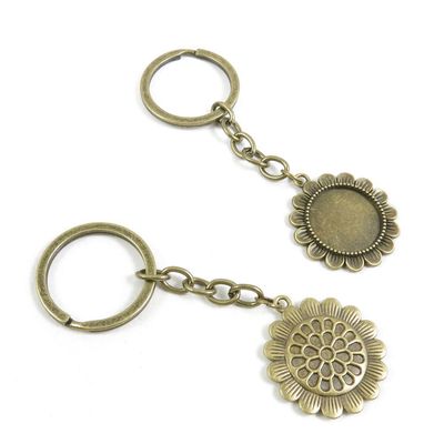 30 Pieces Fashion Jewelry Keyring Keychain Door Car Key Tag Ring Chain Supplier Supply Wholesale Bulk Lots P5CL1 Sunflower Cabochon Frame Setting 20mm