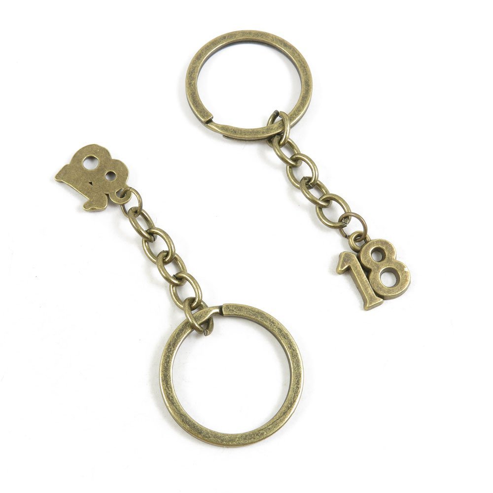 40 Pieces Fashion Jewelry Keyring Keychain Door Car Key Tag Ring Chain Supplier Supply Wholesale Bulk Lots Z6BO5 Number Numeral 18