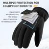 OZERO Winter Gloves for Men Women: -20F Deerskin Waterproof Windproof Leather Polar Fleece Cotton Warm Thermal Insulated Womens Mens Gloves Winter Work Running in Cold Weather-L Denim Black view 2