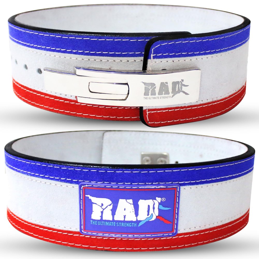 RAD Lever Weight Lifting Gym Belt for Men & Women, Size 38-42 IN, Thick 10MM & Width 4 Inch, Leather, Flag, Jet Black, Pink Camo, Brown, Blue, Camo Green