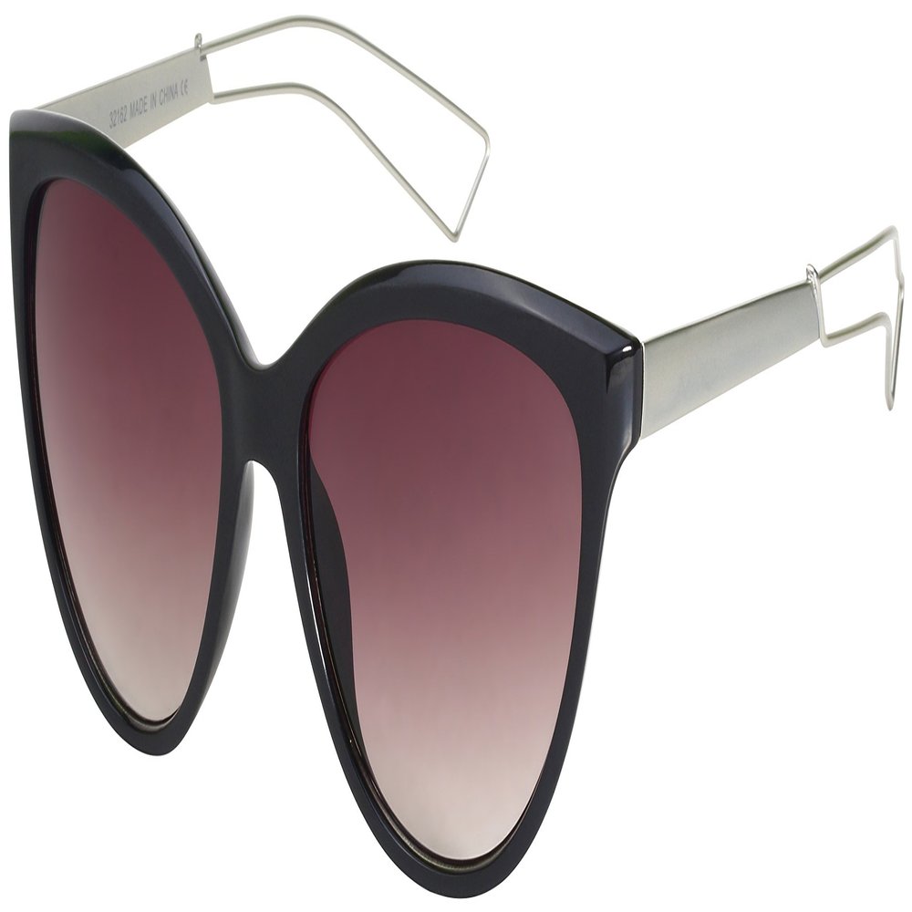 Edge I-Wear Women's Fashion Cat Eye Sunnies with Gradient Lens 32162-AP-3(M.BLK+M.SIL)