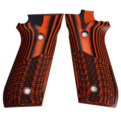 StonerCNC Half Checker G10 Grips Will Fit Taurus PT92 PT 92 with Decocker (Orange Black)