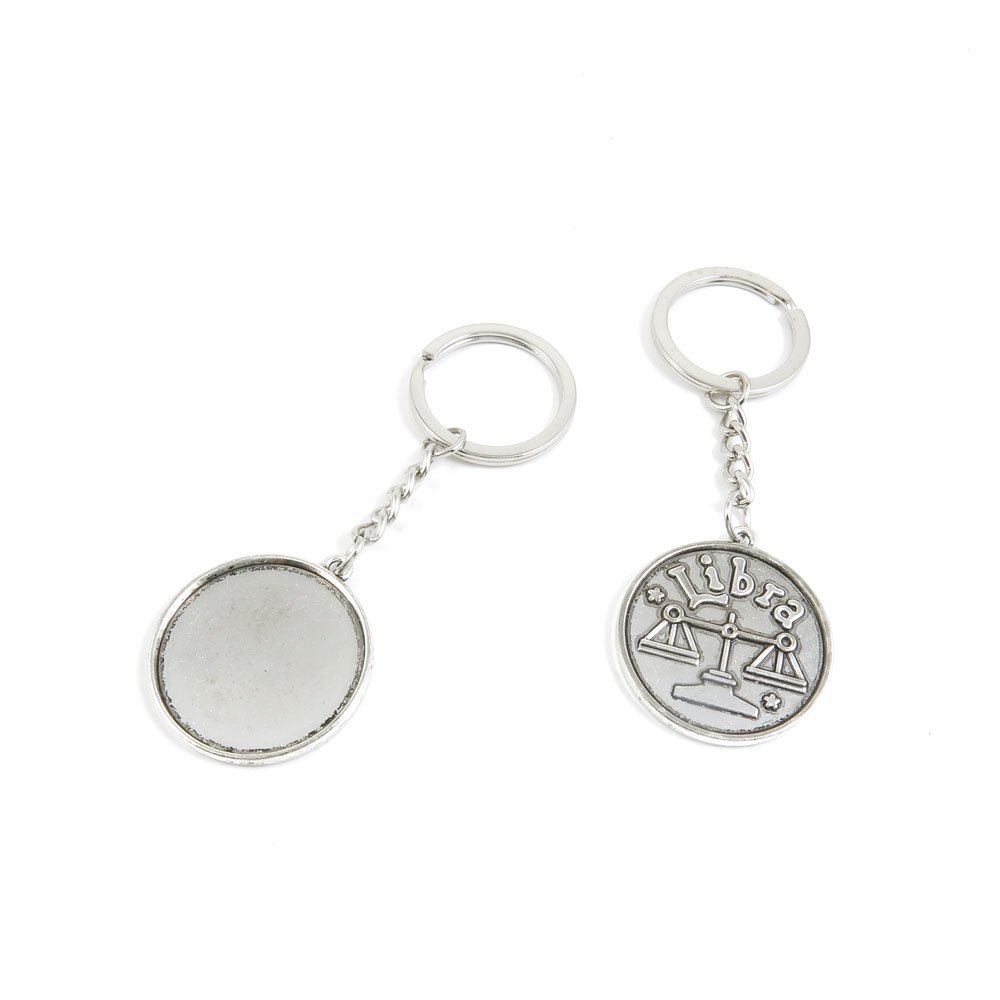 15 Pieces Fashion Jewelry Keyring Keychain Door Car Key Tag Ring Chain Supplier Supply Wholesale Bulk Lots Z6DV1 Aquarius Round Cabochon Base