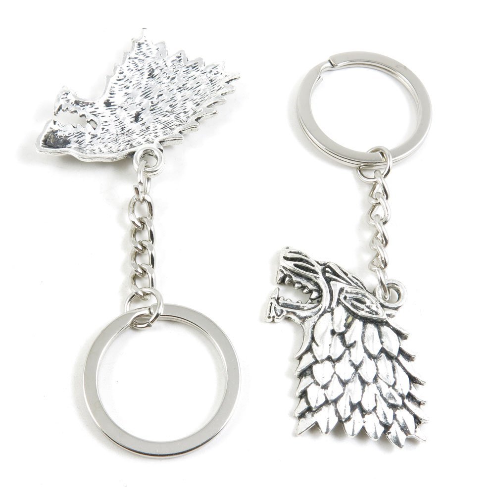 10 Pieces Fashion Jewelry Keyring Keychain Door Car Key Tag Ring Chain Supplier Supply Wholesale Bulk Lots F5UH1 Wolf Head