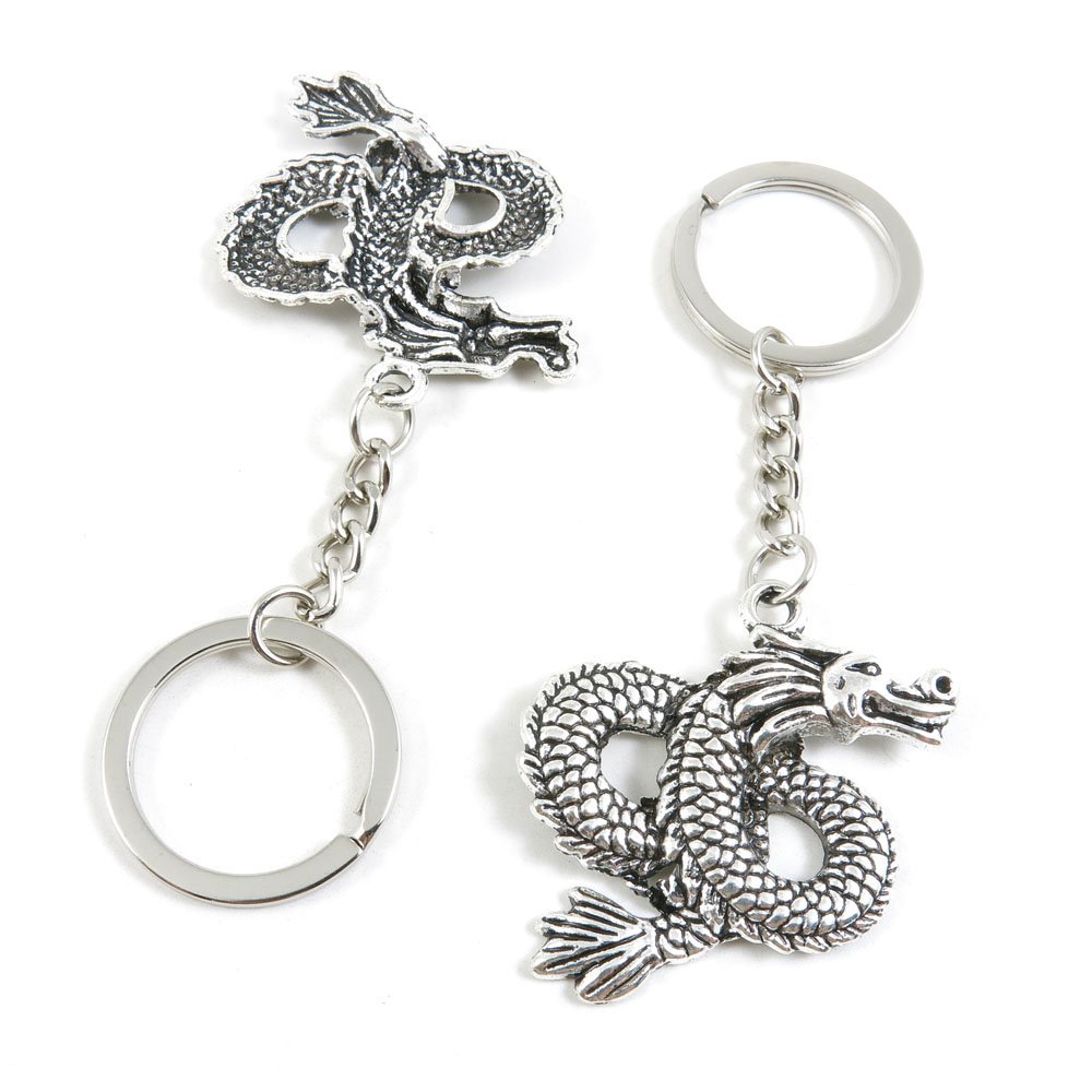 10 Pieces Fashion Jewelry Keyring Keychain Door Car Key Tag Ring Chain Supplier Supply Wholesale Bulk Lots P5DT4 Chinese Dragon