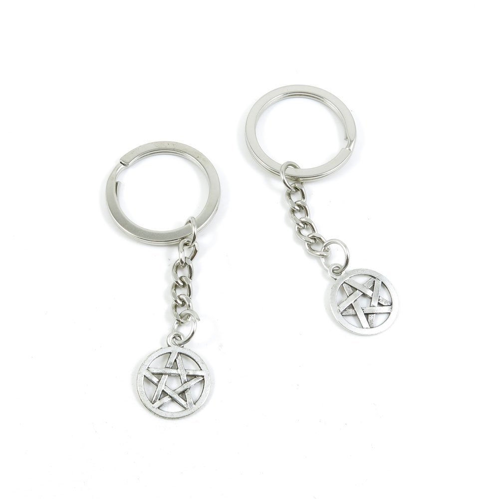 30 Pieces Fashion Jewelry Keyring Keychain Door Car Key Tag Ring Chain Supplier Supply Wholesale Bulk Lots F2HV2 Pentacle