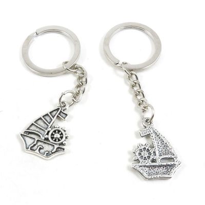 40 Pieces Fashion Jewelry Keyring Keychain Door Car Key Tag Ring Chain Supplier Supply Wholesale Bulk Lots O4NO7 Sailboat Sailing Boat