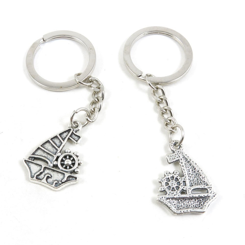 40 Pieces Fashion Jewelry Keyring Keychain Door Car Key Tag Ring Chain Supplier Supply Wholesale Bulk Lots O4NO7 Sailboat Sailing Boat