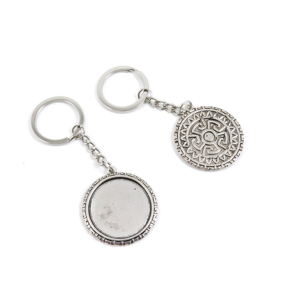 10 Pieces Fashion Jewelry Keyring Keychain Door Car Key Tag Ring Chain Supplier Supply Wholesale Bulk Lots P4ZN8 Round Cabochon Base Blank