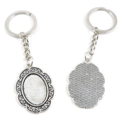 20 Pieces Fashion Jewelry Keyring Keychain Door Car Key Tag Ring Chain Supplier Supply Wholesale Bulk Lots K5GM4 Oval Cabochon Base Blanks 25x18mm