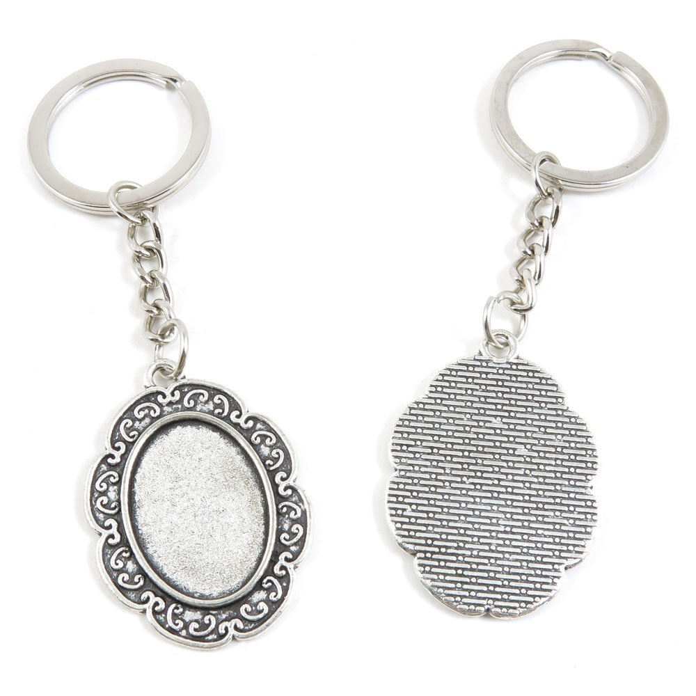 20 Pieces Fashion Jewelry Keyring Keychain Door Car Key Tag Ring Chain Supplier Supply Wholesale Bulk Lots K5GM4 Oval Cabochon Base Blanks 25x18mm
