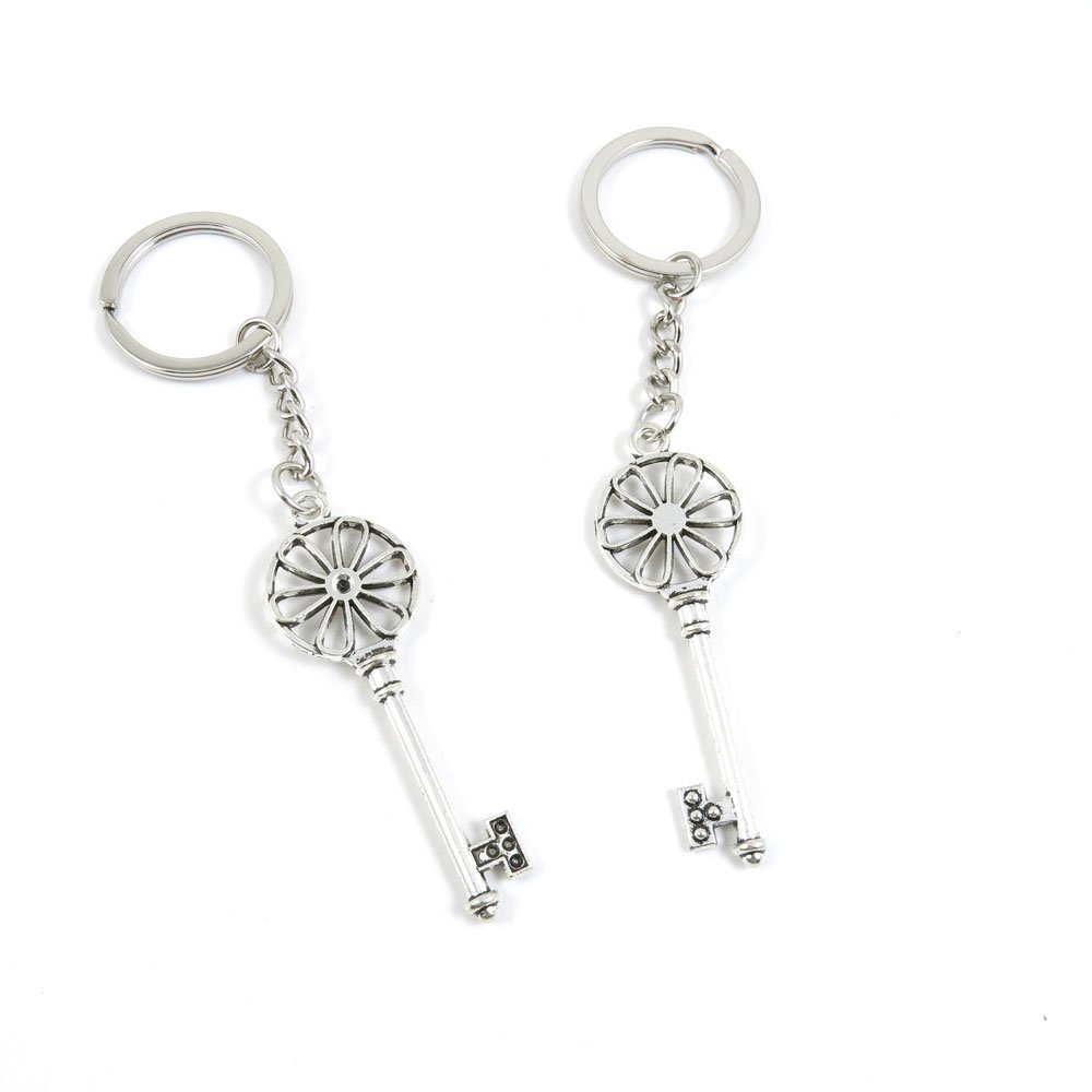 15 Pieces Fashion Jewelry Keyring Keychain Door Car Key Tag Ring Chain Supplier Supply Wholesale Bulk Lots L4BF6 Flower Skeleton Key